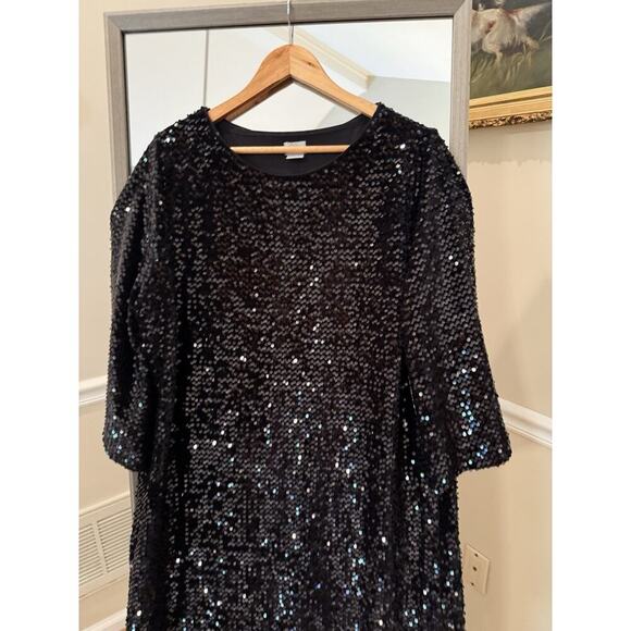Chico’s NWT Size 3 Black Velvet Sequin Dress Retail Price $159 - Picture 5 of 10